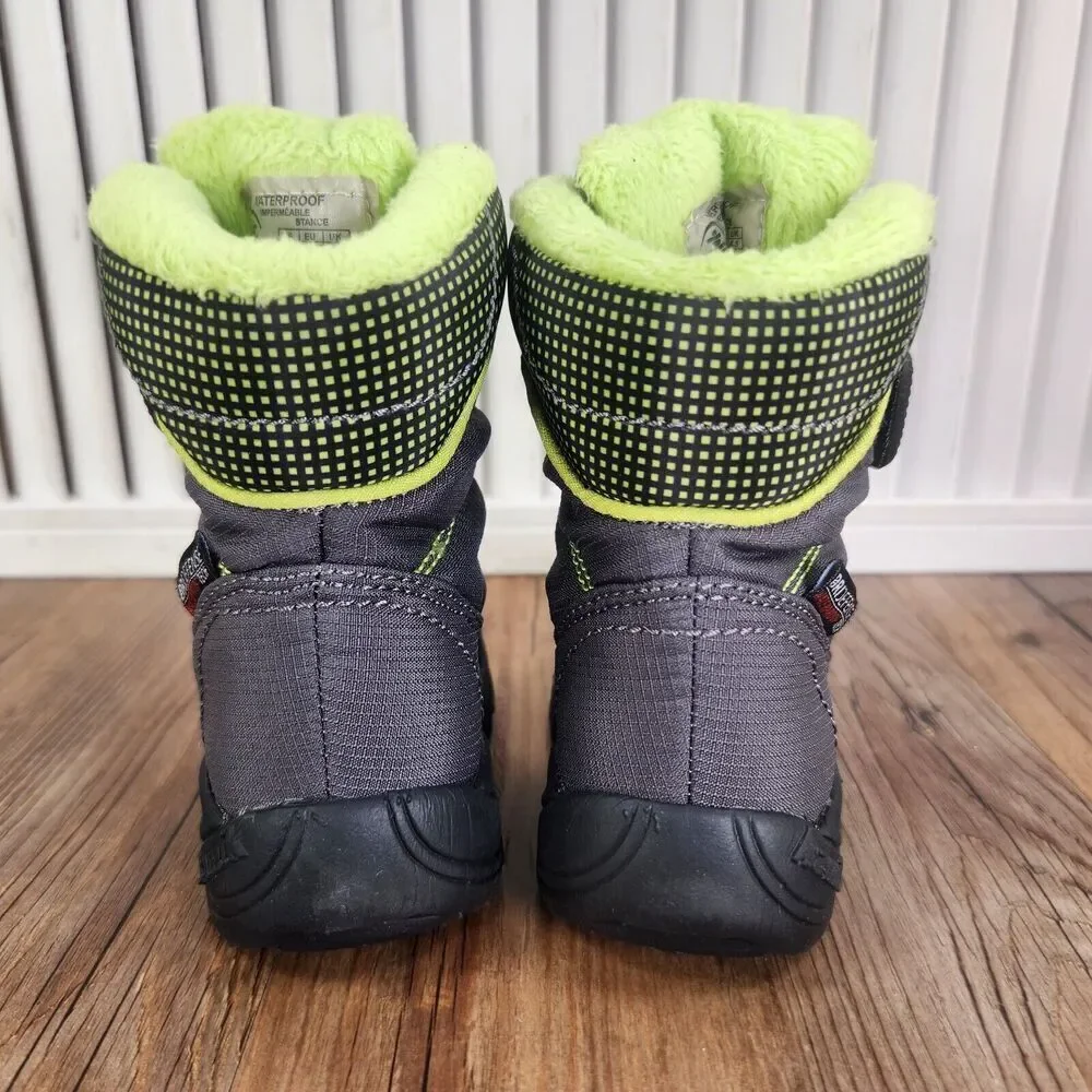 Kamik Stance Toddler 5 Gray Green Vegan Winter Waterproof Insulated Snow Boots